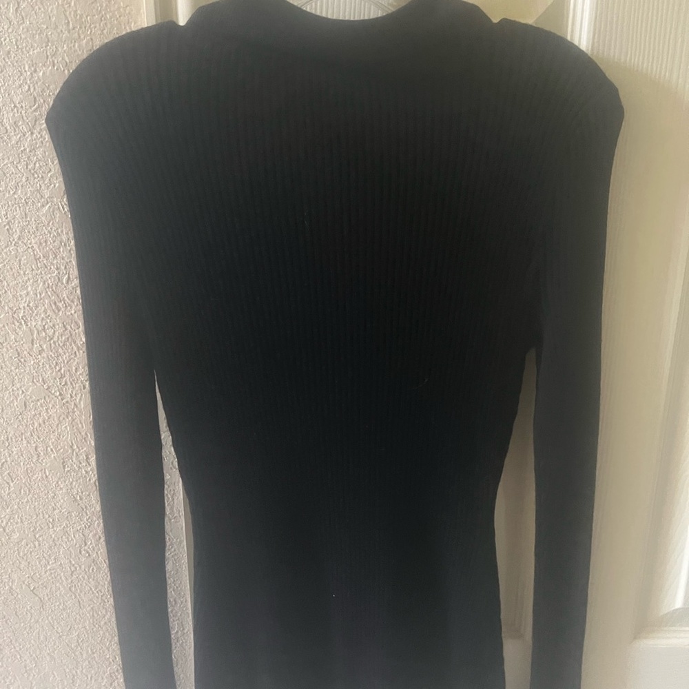 White House Black Market Black Ribbed Knit Top